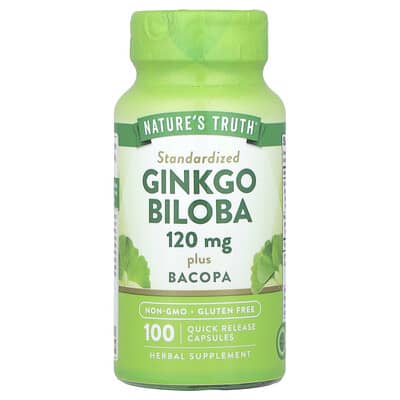 Ginkgo Biloba Plus Bacopa, 120 mg, 100 капсул быстрого высвобождения