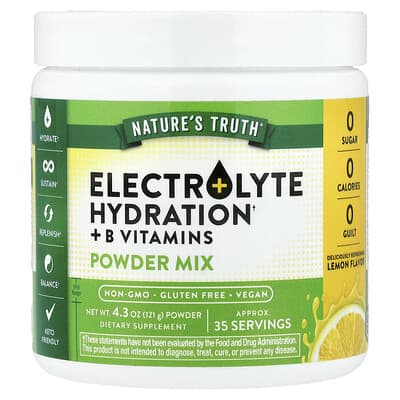 Electrolyte Hydration + B Vitamins, Powder Mix, Lemon, 4.3 oz (121 g)