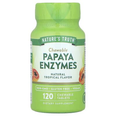 Жевательные таблетки Nature's Truth Chewable Papaya Enzymes, Natural Tropical, 120 шт.