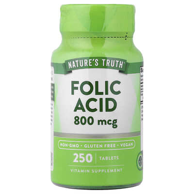 Folic Acid, 800 mcg, 250 таблеток