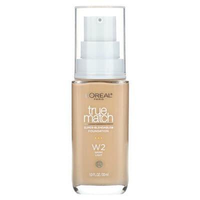True Match, Super-Blendable Foundation, W2 Warm Light, 1 fl oz (30 ml)