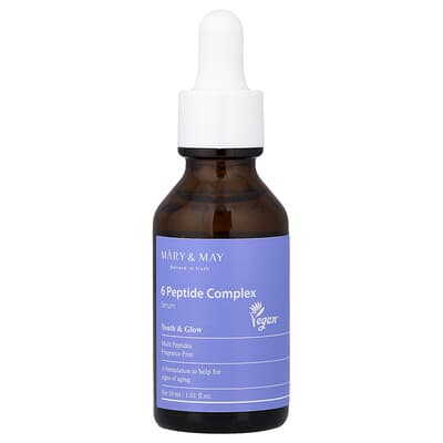 Mary & May сыворотка с 6 пептидами, без отдушек, 1.01 fl oz (30 ml)