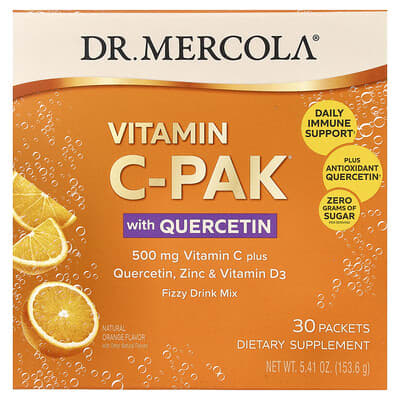 Vitamin C-PAK with Quercetin, Natural Orange, 30 Packets, 0.18 oz (5.12 g) Each