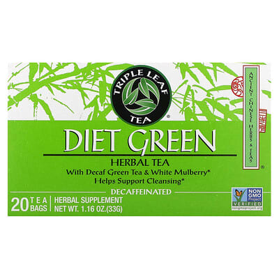 Травяной чай Diet Green, Decaffeinated, 20 Tea Bags, 1.16 oz (33 g)