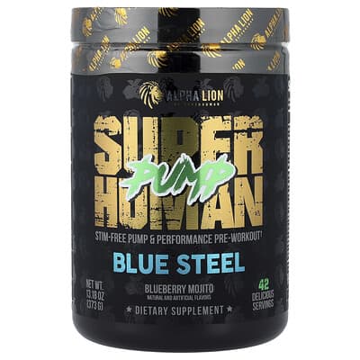 SuperHuman Pump, Blue Steel, черника-мохито, 13.18 oz (373 g)