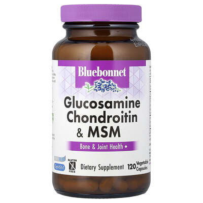 Bluebonnet Nutrition Глюкозамин, Хондроитин и MSM, 120 растительных капсул