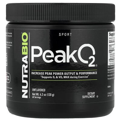NutraBio Sport Peak O2 Unflavored 4.2 oz (120 g)