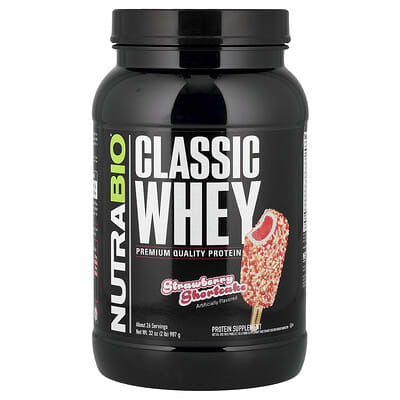 NutraBio классический сывороточный протеин, Strawberry Shortcake, 2 lb (907 g)