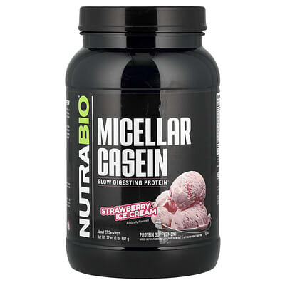 NutraBio мицеллярный казеин, Strawberry Ice Cream, 2 lb (907 g)