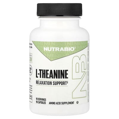 NutraBio L-Theanine, 90 капсул (200 mg на капсулу)