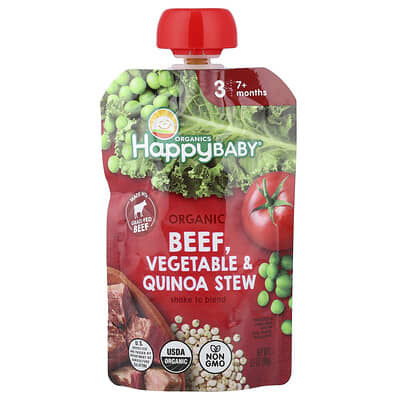 Happy Baby®, Organic Beef, 7+ Months, Vegetable & Quinoa Stew, 3.5 oz (99 g)