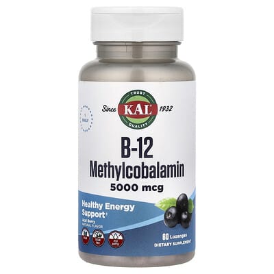 B-12 Methylcobalamin, Acai Berry, 5,000 mcg, 60 Lozenges