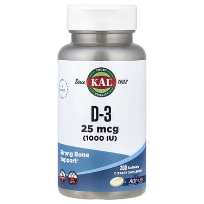 KAL Vitamin D-3, 200 мягких капсул