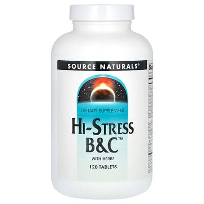 Source Naturals Hi-Stress B&C With Herbs, 120 таблеток