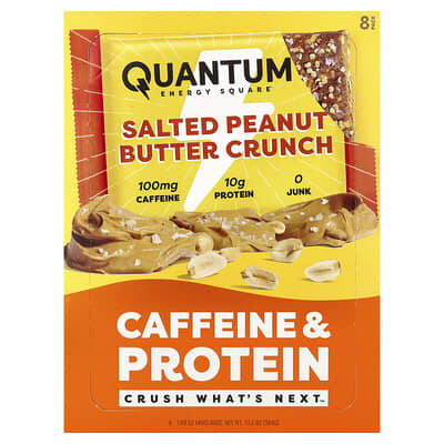 Caffeine & Protein Bar, соленая арахисовая паста, 8 батончиков, 1.69 oz (48 g) каждый
