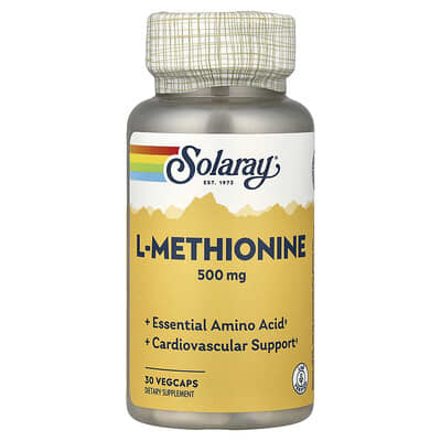 Solaray L-Methionine, 500 mg, 30 VegCaps