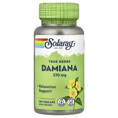 Solaray True Herbs, Damiana, 370 mg, 100 веганских капсул