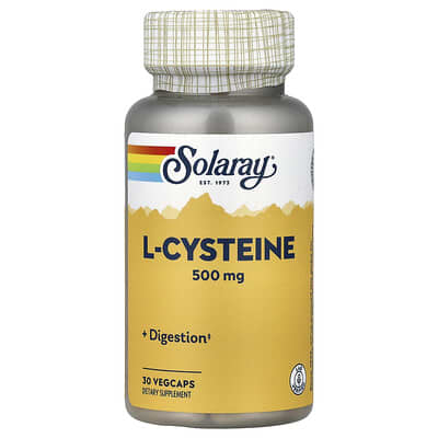 Solaray L-Cysteine, 500 mg, 30 вегетарианских капсул