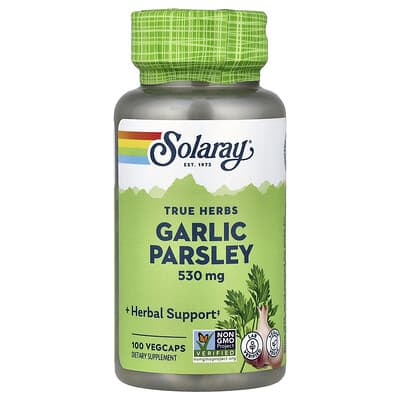Solaray True Herbs, чеснок и петрушка, 100 вегетарианских капсул