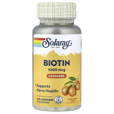 Ложементы с биотином Solaray, Natural Orange, 1,000 mcg, 100 шт