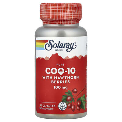 Solaray Pure CoQ-10 с ягодами боярышника, 30 капсул