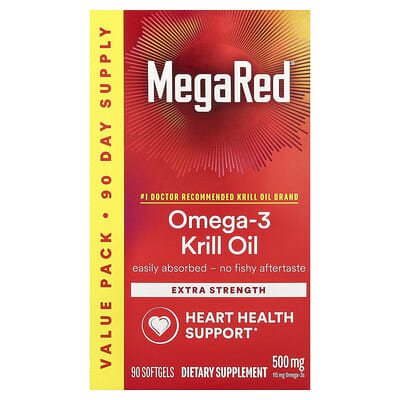 Рыбий жир MegaRed® Omega-3 Krill Oil, 500 mg, 90 мягких капсул