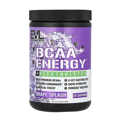 Энергетическая добавка BCAA Energy® + Electrolytes, Grape Splash, 12.2 oz (345 g)