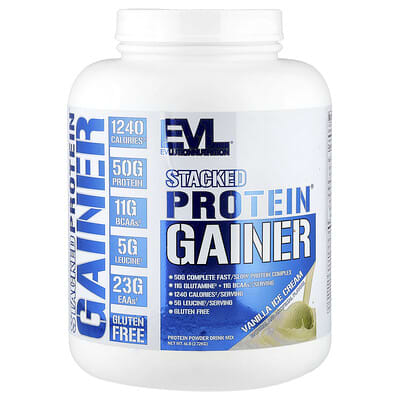 Протеиновый гейнер EVLution Nutrition Stacked Protein® Vanilla Ice Cream, 6 lb (2.72 kg)