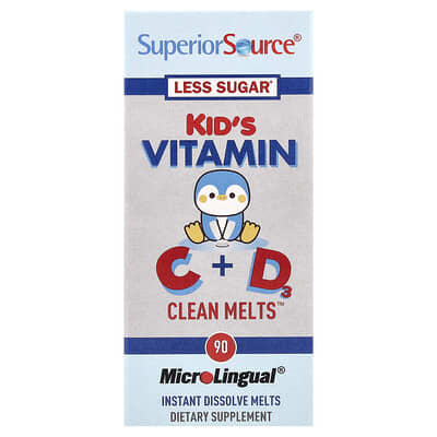 Superior Source Детский витамин C + D3 Clean Melts™, 90 таблеток