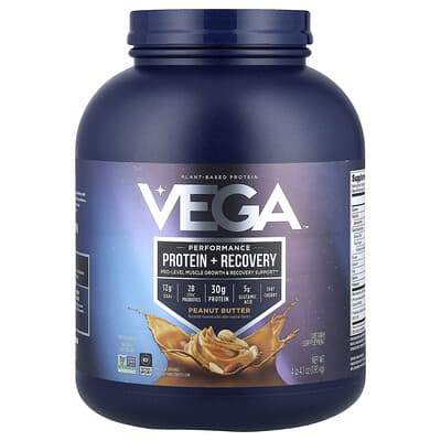 Растительный протеин Vega Plant-Based Protein, Performance Protein + Recovery, Peanut Butter, 4 lb 4.1 oz (1.93 kg)