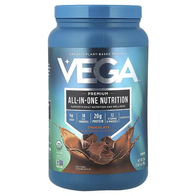 Organic Plant-Based Protein, Premium All-In-One Nutrition, Chocolate, 1 lb 9 oz (708 g)