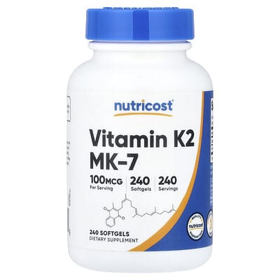 Vitamin K2 MK-7, 100 mcg, 240 Softgels