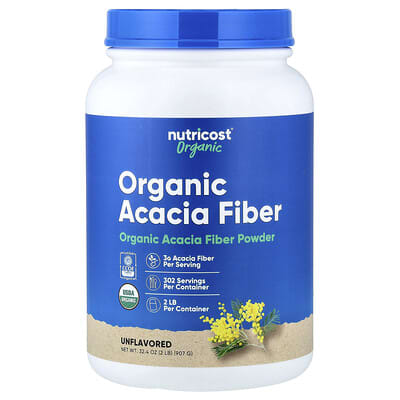 Nutricost Органический порошок акациевой клетчатки, без вкуса, 32.4 oz (907 g)