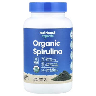 Nutricost Organic Spirulina, 500 mg, 240 таблеток