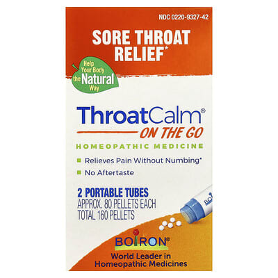 ThroatCalm® On The Go, 2 портативных тюбика, 80 гранул в каждом