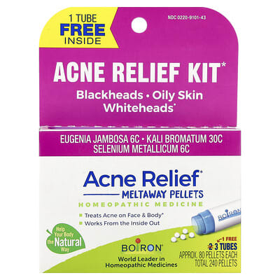Acne Relief, Meltaway Pellets, 3 Tubes, Approx. 80 Pellets Each