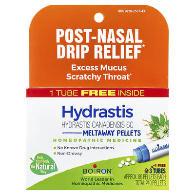 Boiron Hydrastis Meltaway Pellets, 3 тюбика по 80 гранул