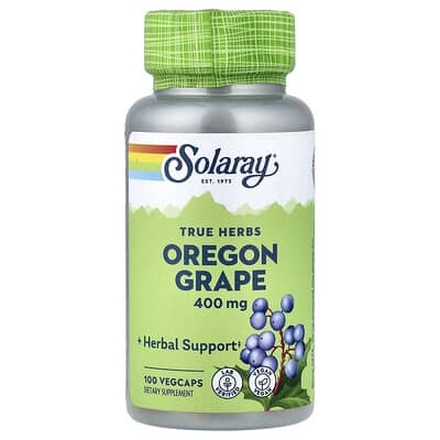 Solaray True Herbs, Oregon Grape, 400 mg, 100 вегетарианских капсул