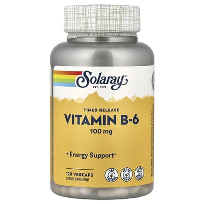 Solaray витамин B-6, пролонгированного действия, 100 mg, 120 VegCaps