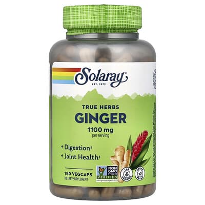 True Herbs имбирь, 180 веганских капсул (550 мг на капсулу)
