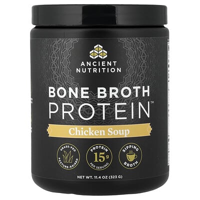 Ancient Nutrition Белковый бульон Bone Broth Protein™, Chicken Soup, 11.4 oz (323 g)