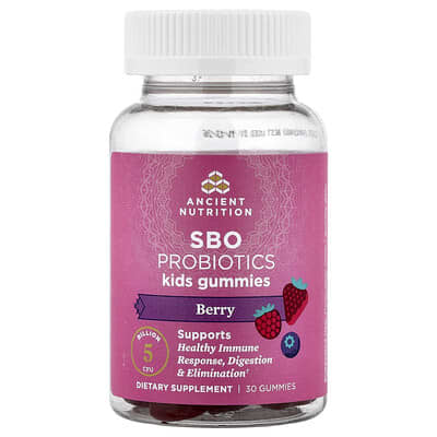 Детские жевательные витамины Ancient Nutrition SBO Probiotics, Berry, 5 Billion CFU, 30 Gummies