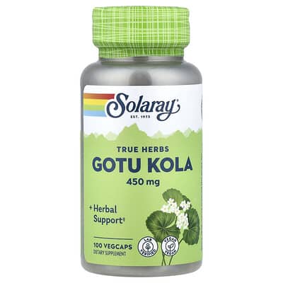 Solaray True Herbs, Gotu Kola, 450 mg, 100 вегетарианских капсул