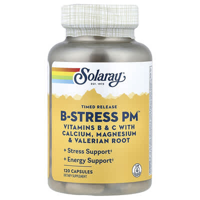 Витамин B для снятия стресса Solaray Timed Release Vitamin B-Stress PM™, 120 Capsules