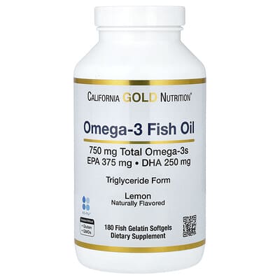 Рыбий жир Norwegian Omega-3 с EPA/DHA, натуральный лимон, 180 мягких капсул