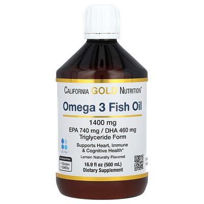 Рыбий жир Omega-3, норвежский триглицерид, Natural Lemon, 16.9 fl oz (500 ml)