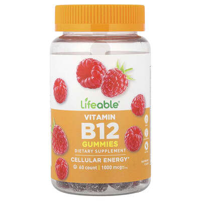 Жевательные витамины B12, Raspberry, 60 шт (500 mg на штуку)