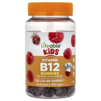 Kids Vitamin B12 Gummies, Raspberry, 60 Gummies (500 mcg per Gummy)