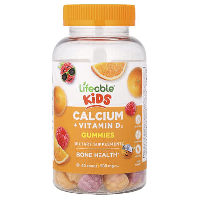 Kids Calcium + Vitamin D3 Gummies, Fruit, 60 Gummies