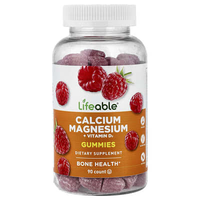 Calcium Magnesium + Vitamin D3 Gummies, Raspberry, 90 Gummies